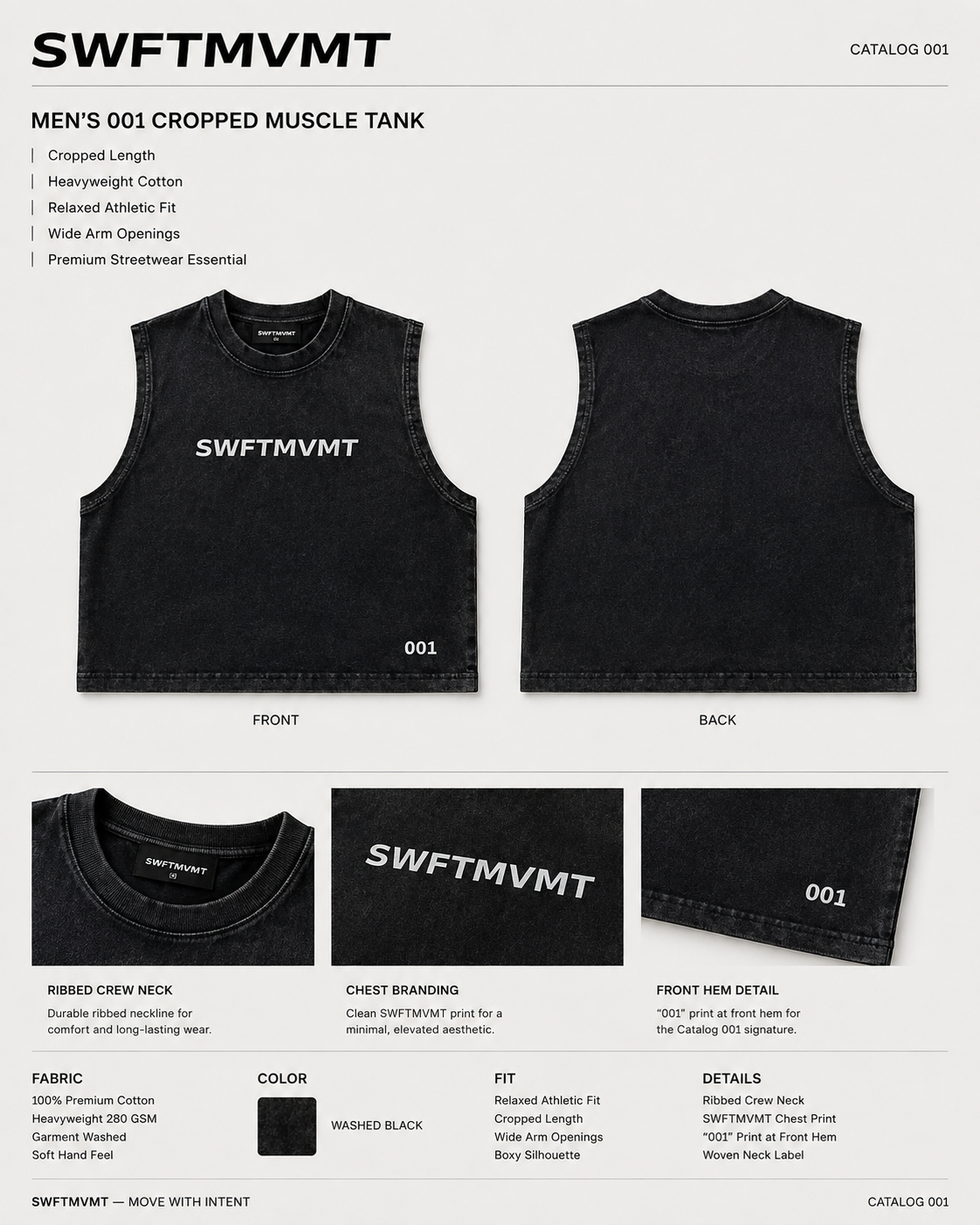 Men's 001 Cropped Muscle Tank